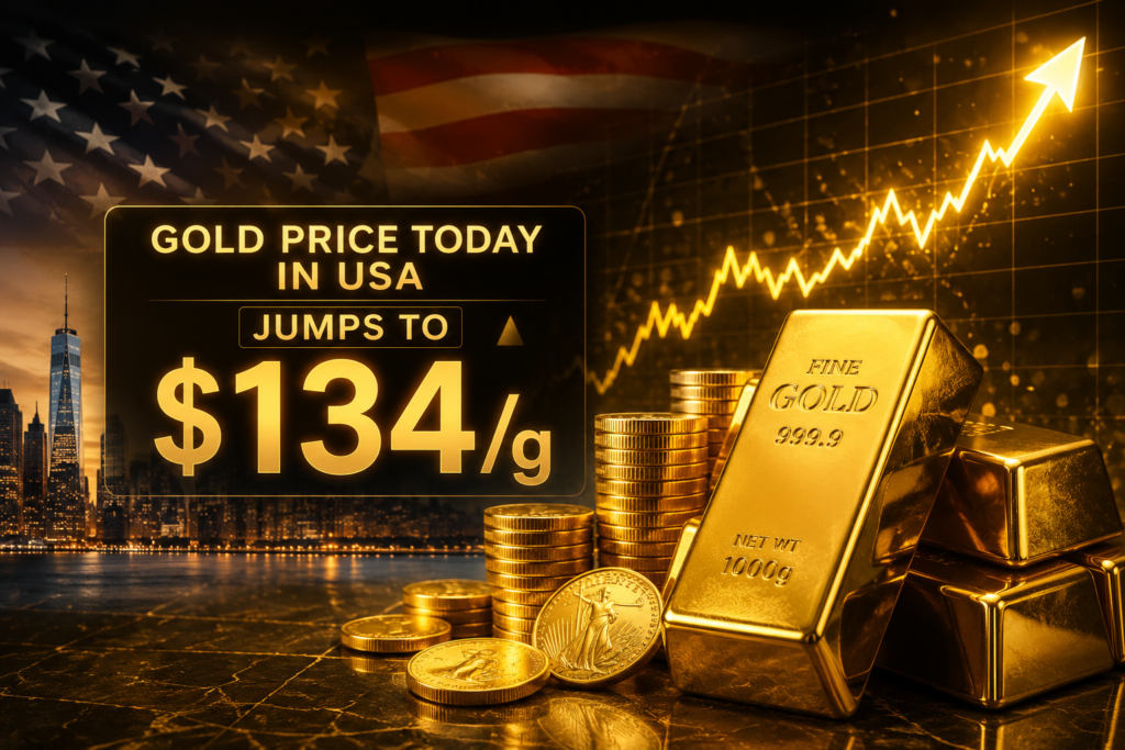 24K gold price in the USA rises to $134 per gram with live market analysis and July 22, 2026 outlook.
