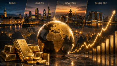 Gold prices near $131000 across Zurich London New York Toronto and Singapore vaults