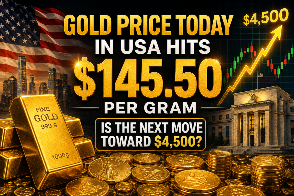 Gold price today in USA reaches $145.50 per gram for 24K gold