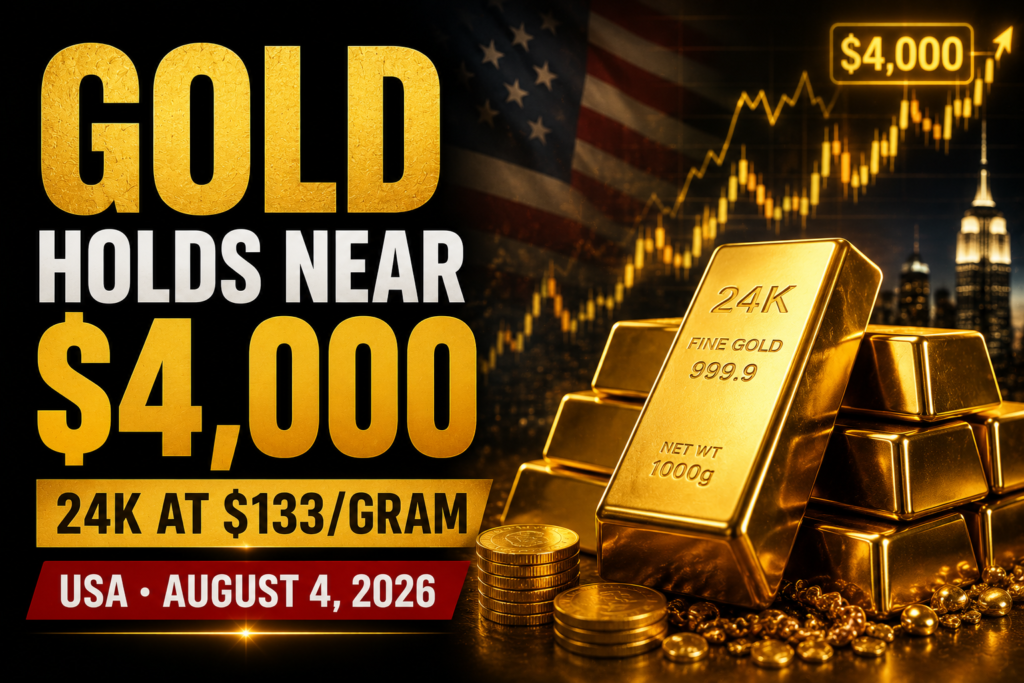 Gold price in USA today showing 24K 22K and 18K rates with city wise gold prices